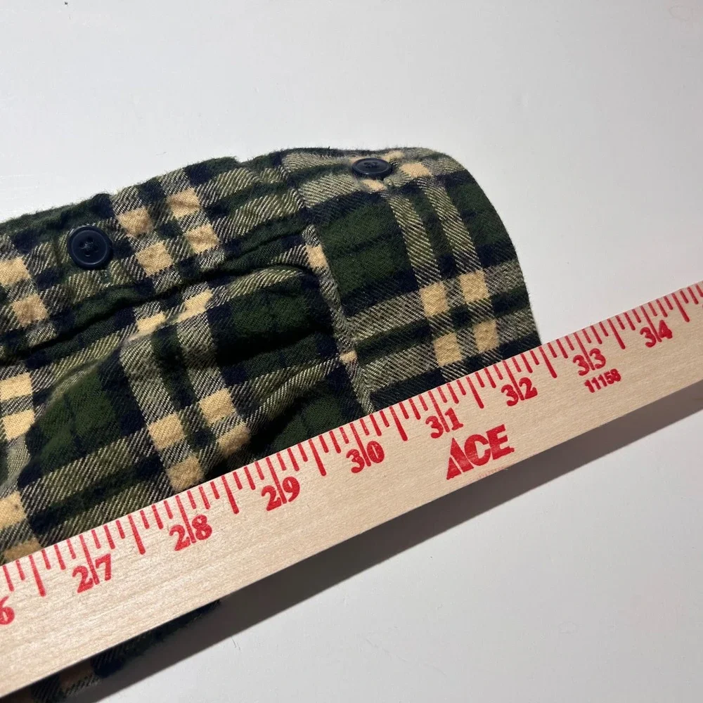 J. Crew Medium Vintage  Flannel Work Shirt Green Yellow Plaid 100% Cotton Mens